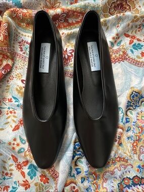 Women's Black Square-Toe Slip-On Flats